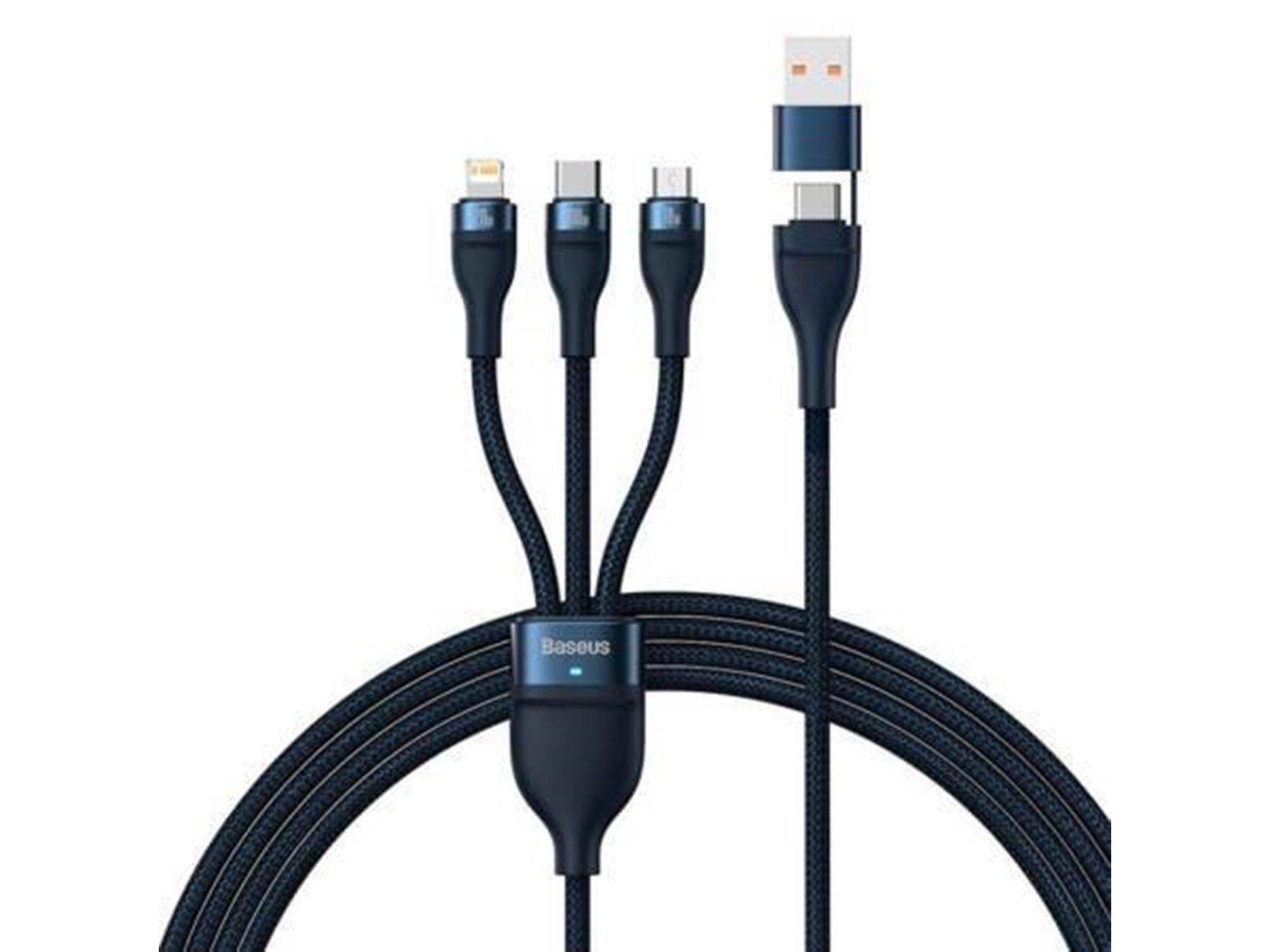 Baseus 3in1 USB cable  Flash Series 2 USB-C + micro USB + Lightning 100W 1.2m (blue) Baseus 3in1 USB cable  Flash Series 2 USB-C + micro USB + Lightning 100W 1.2m (blue)